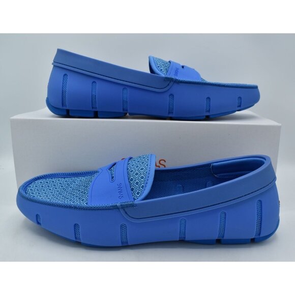 SWIMS Mens Size 11 Sail Blue Printed Penny Slip On Loafers Shoes - Picture 2 of 13